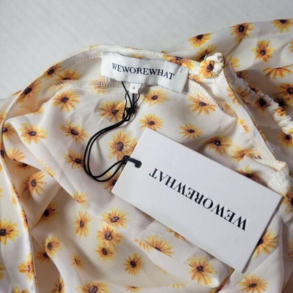 WeWoreWhat Yellow Sunflower Print Long-Sleeve Crisscross Open-Back Blouse Size L - Picture 8 of 10